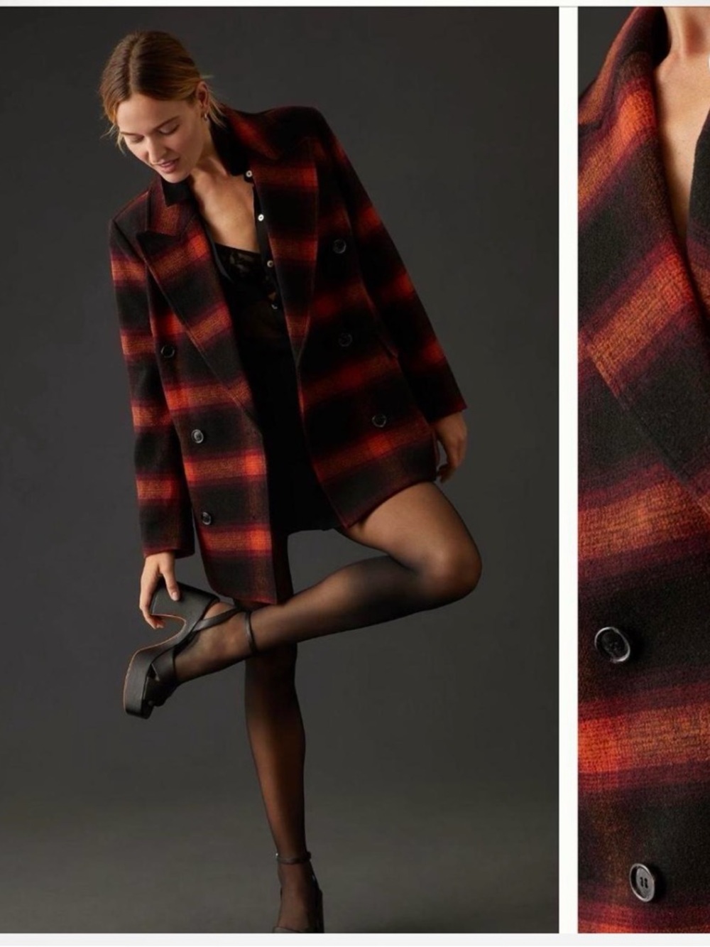 Avec Les Filles double breasted plaid blazer
